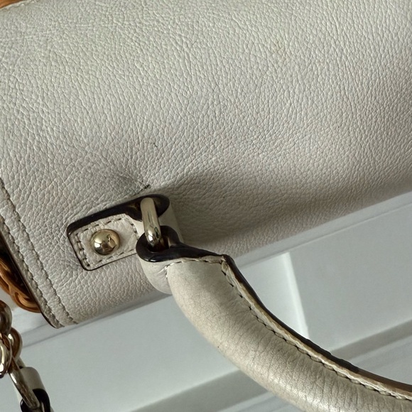 Kate Spade Tan and Cream Satchel with Woven Wicker Design - Picture 17 of 17